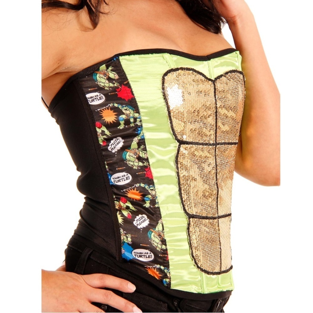 Nickelodeon Womens Teenage Mutant Ninja Turtles Strapless Sequin Corset |NEW/NWT